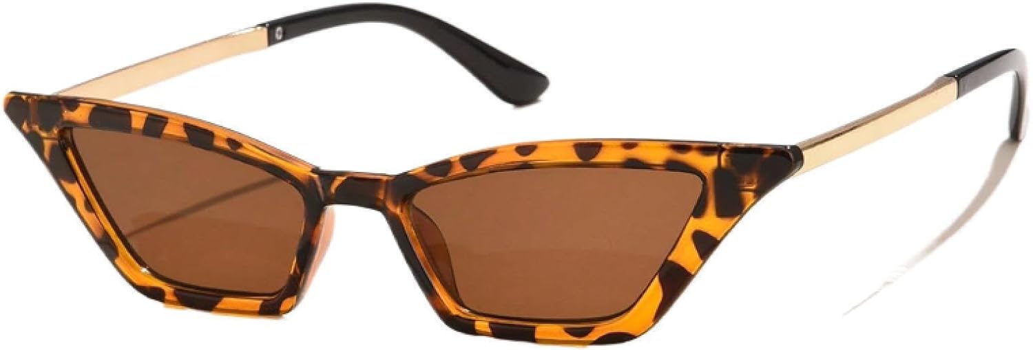 

Солнцезащитные очки с защитой от УФ-излучения UV400 | Женские, треугольные, маленькие, «кошачий глаз» | Для женщин и мужчин, для занятий спортом на открытом воздухе и вождения DSVIGF, Leopard