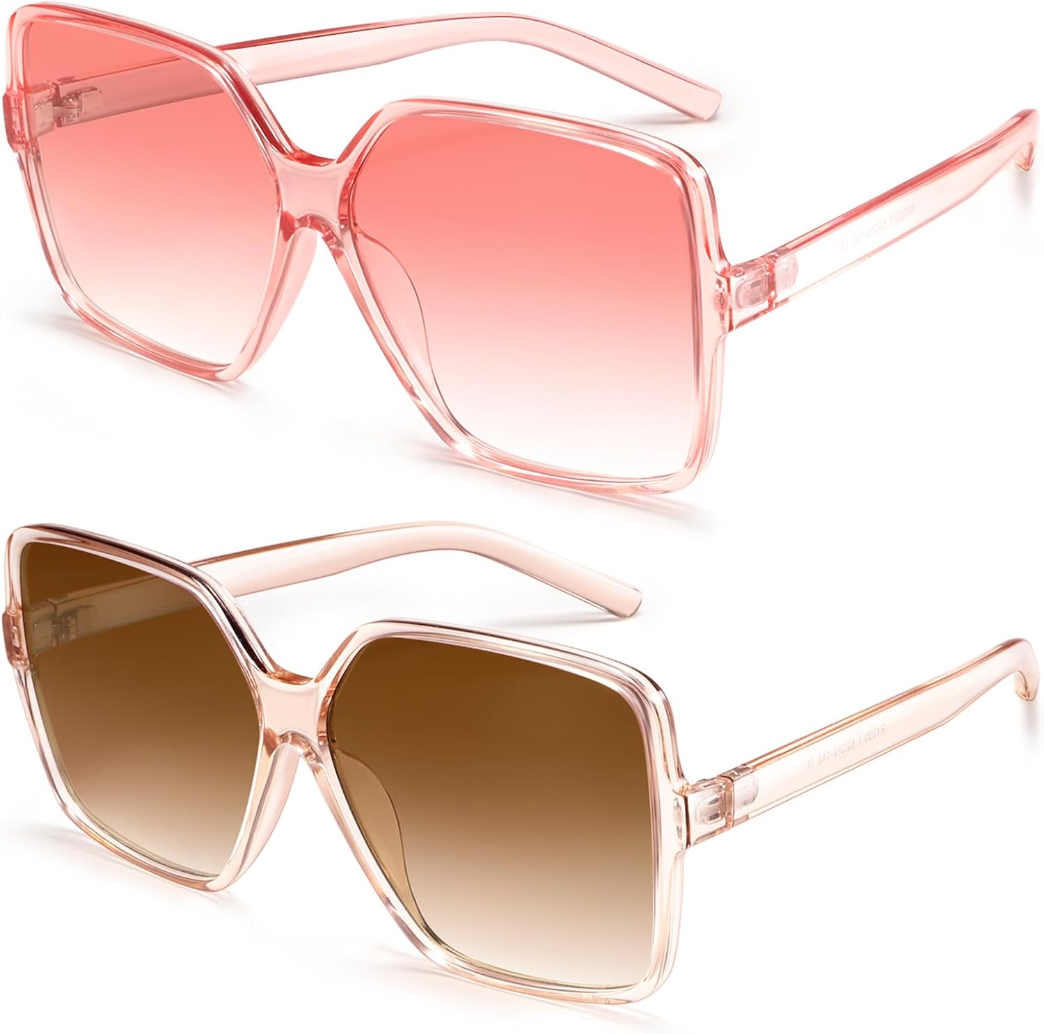 

Солнцезащитные очки Dollger увеличенного квадратного размера для женщин, большие, широкие, модные, для мужчин, с защитой от УФ-излучения, унисекс, Clear Brown and Clear Pink