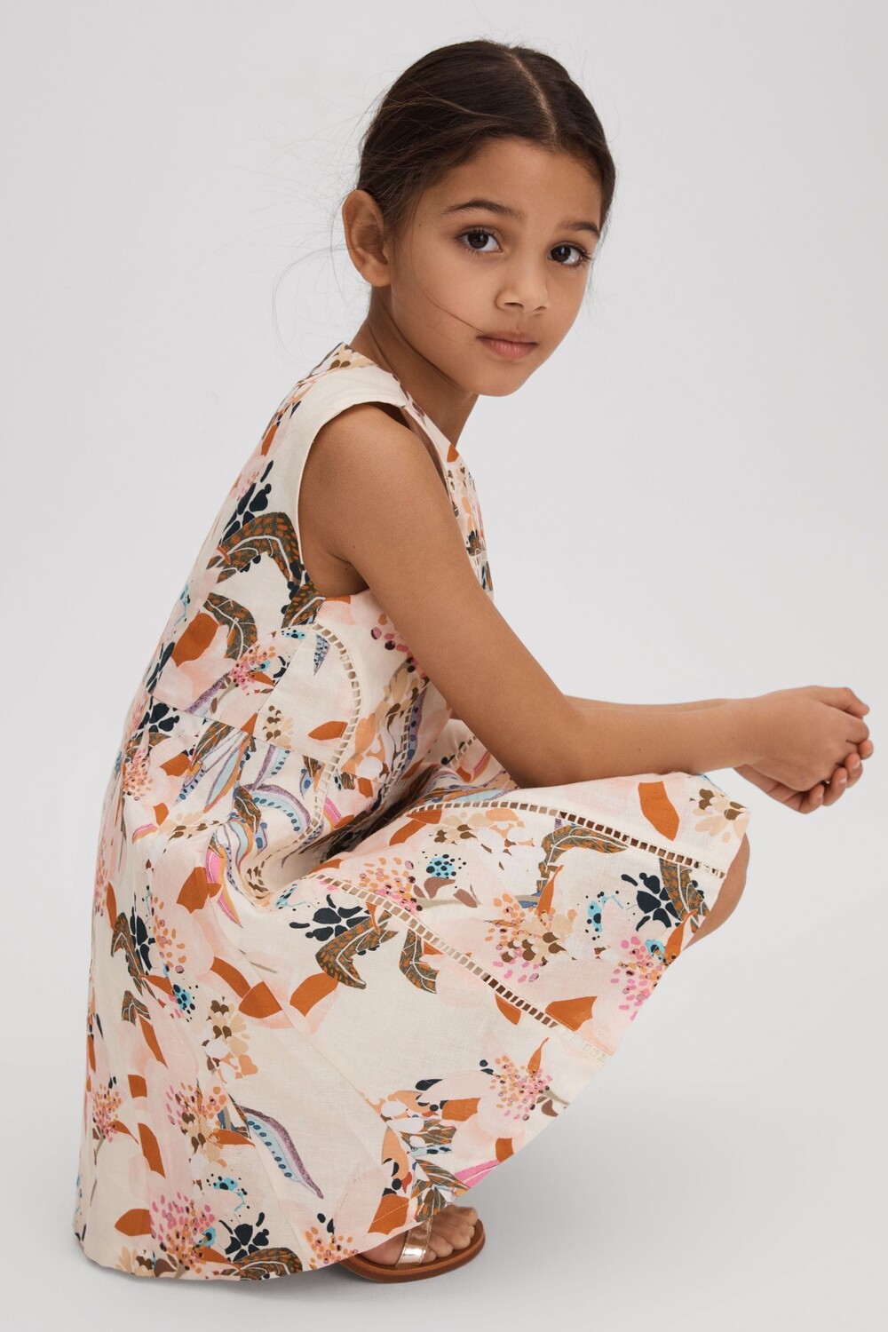 

Лор платье из хлопка и льна Reiss, розовый