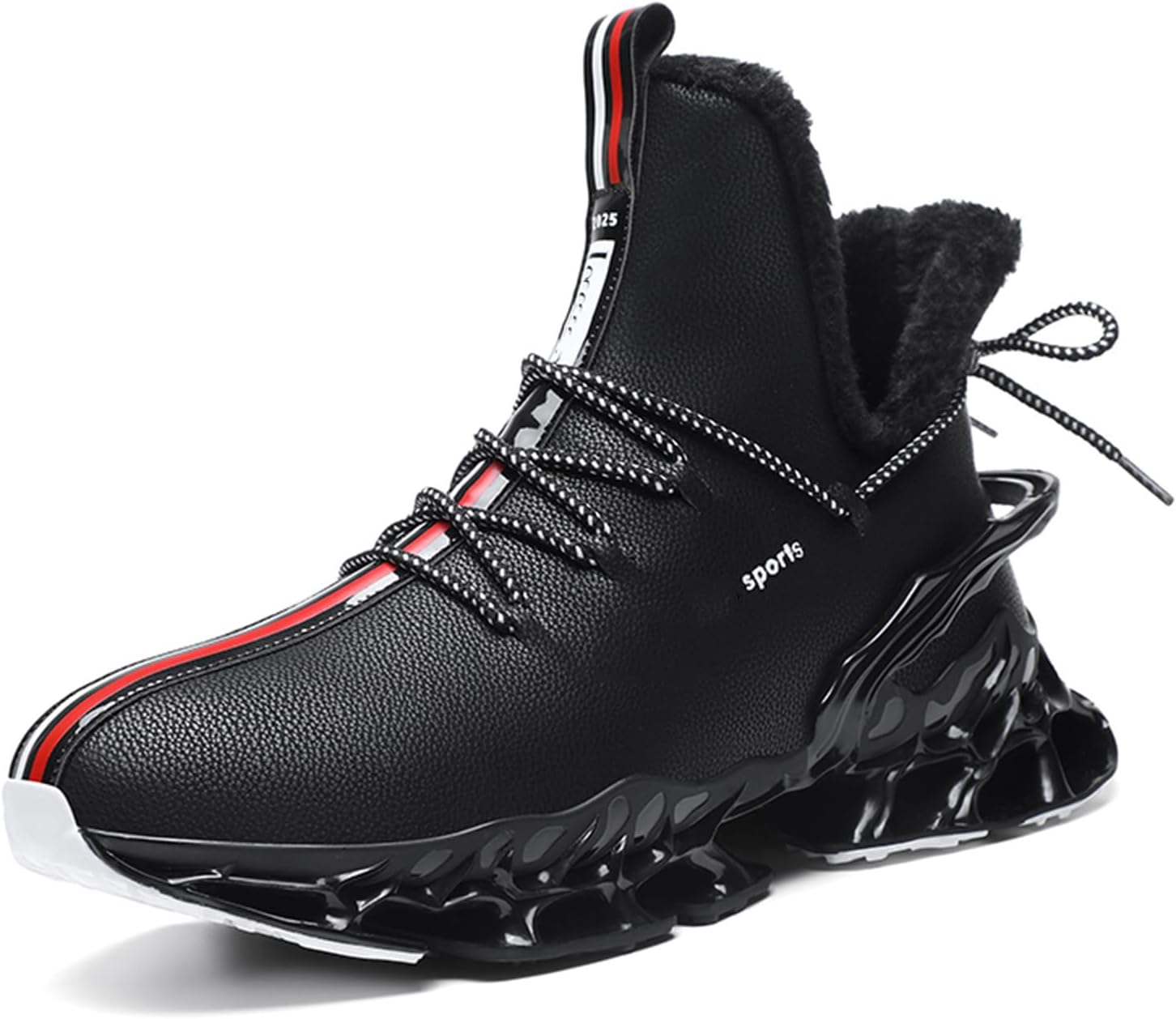 

Мужские зимние ботинки SPWAGYM, утепленные, с модным дизайном, нескользящей подошвой, меховой подкладкой, для бега и ходьбы, черный