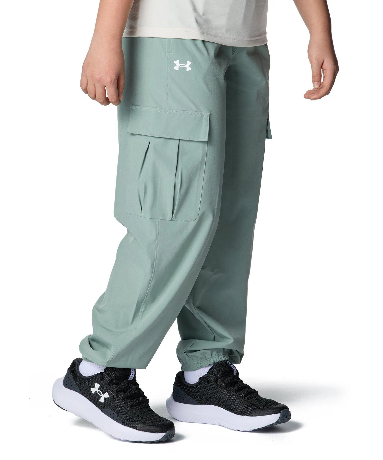 Детские штаны карго с водоотталкивающей обработкой UNDER ARMOUR RIVAL WOVEN хаки