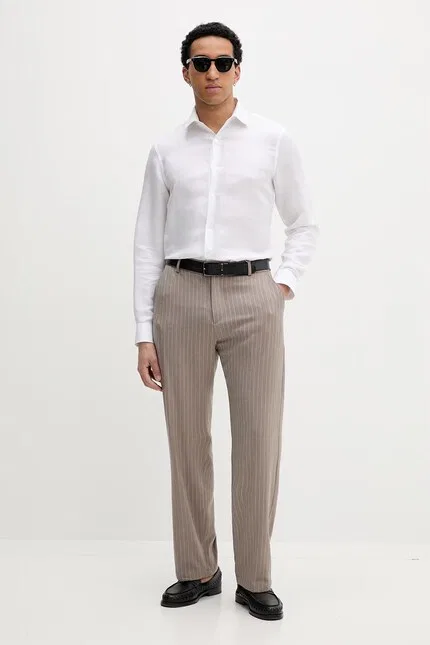 Рубашка с льном Calvin Klein, белый — фото 2