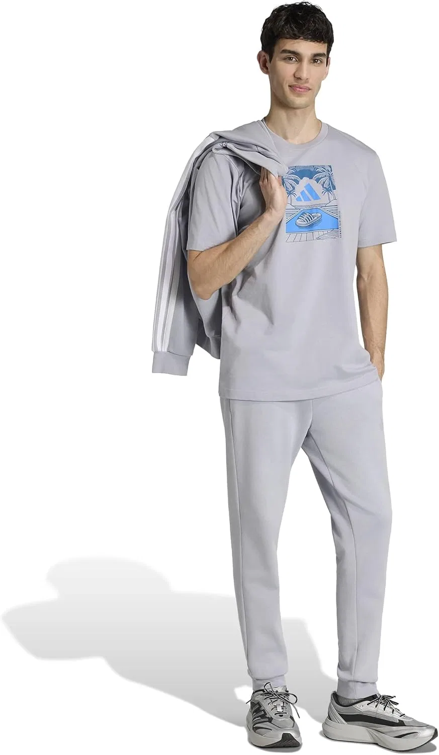 Футболка мужская летняя Relax Graphic Adidas, серебряный — фото 2