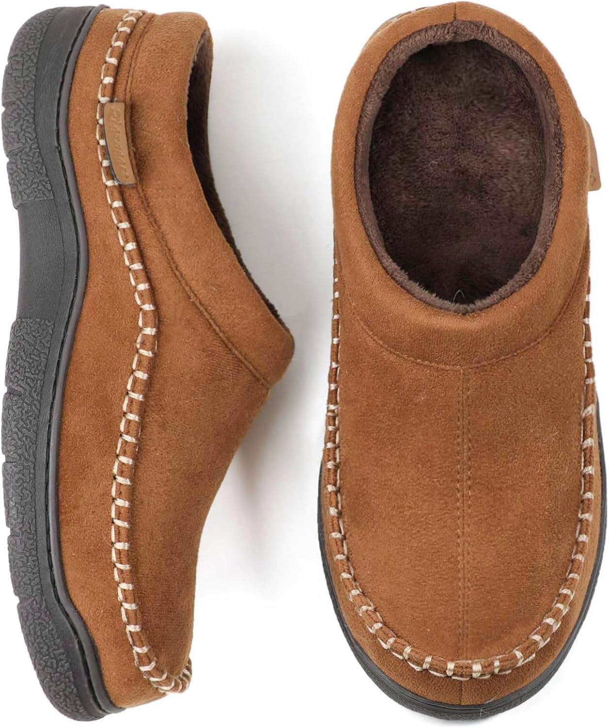 

Мужские мокасины-тапочки Zigzagger без застежек, теплые пушистые удобные домашние тапочки для дома и улицы, широкие пушистые лоферы-тапочки, Pumpkin