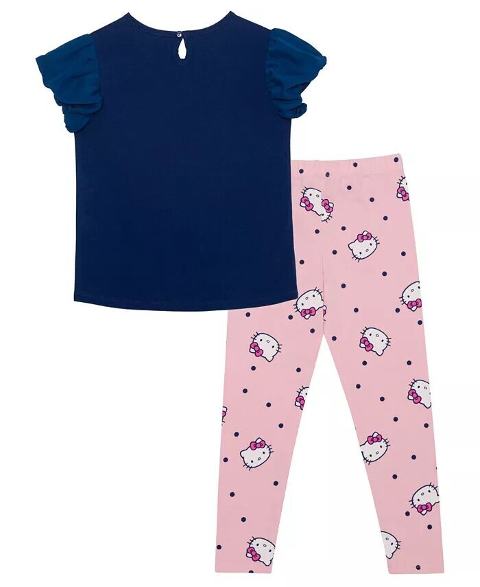 Комплект из топа и леггинсов с короткими рукавами Little Girls Wink Hello Kitty, мультиколор — фото 2