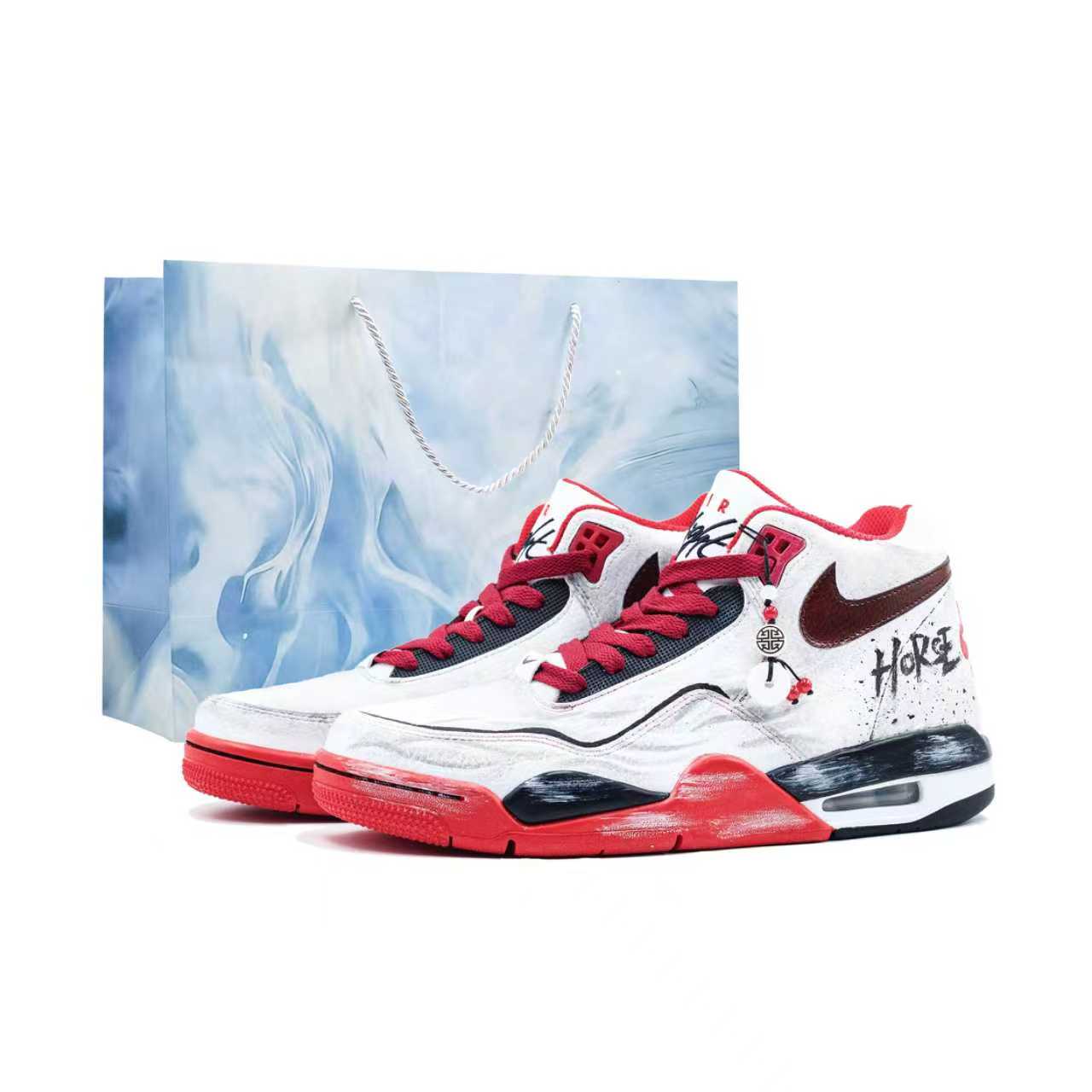 

Кроссовки баскетбольные Mid top Vintage Flight Legacy Daylight Imprint Cushioning Abrasion Resistant Breathable Unisex Nike, красный белый (special shopping bag)