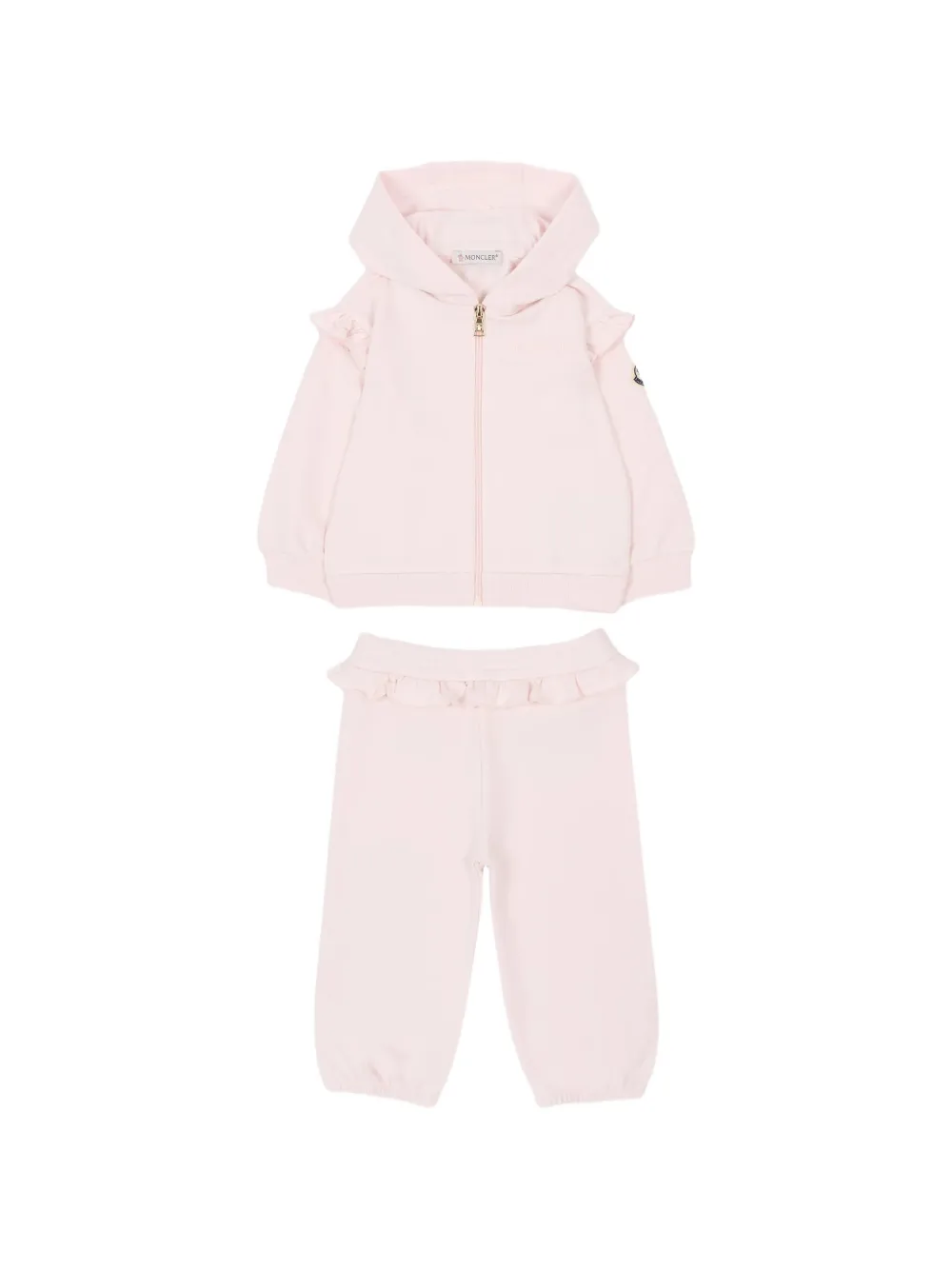 

Спортивный костюм с оборками и капюшоном Moncler Enfant, розовый