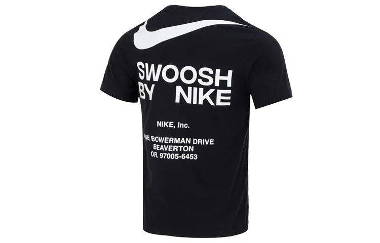 Nike Футболка для бега и спортзала из хлопка с большим логотипом swoosh черная