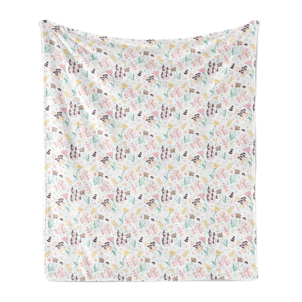 

Мягкое фланелевое флисовое одеяло ABAKUHAUS Flowers, Spring Flower Garden Art, уютный плюш для использования в помещении и на открытом воздухе, 125 x 175 см, пастельно-коричневый многоцветный