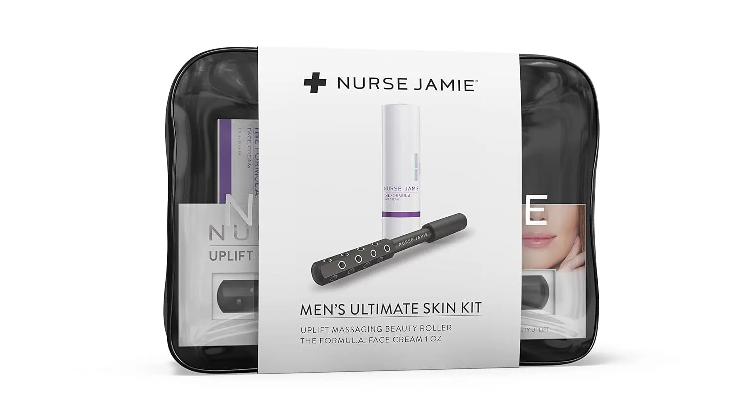 Массажный ролик для лица Nurse Jamie UpLift - черный - массажер для лица с 24 камнями для коррекции контуров лица., Black (Kit)
