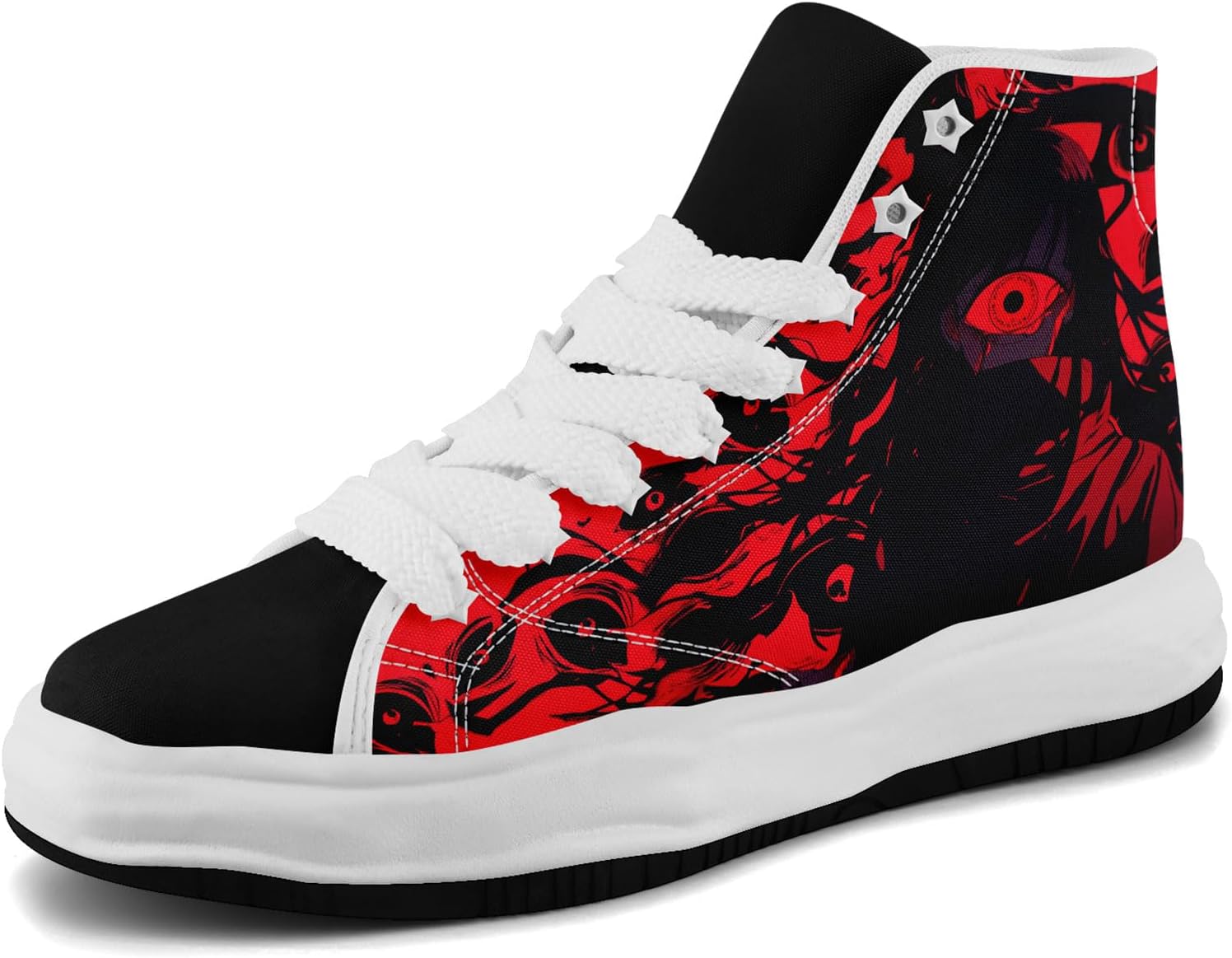 

Высокие кеды из холщовой ткани с черепами для мужчин и женщин, повседневная и комфортная обувь для скейтбординга, готический дизайн, противоскользящие теннисные кроссовки Coolcustomize, белый/черный/красный
