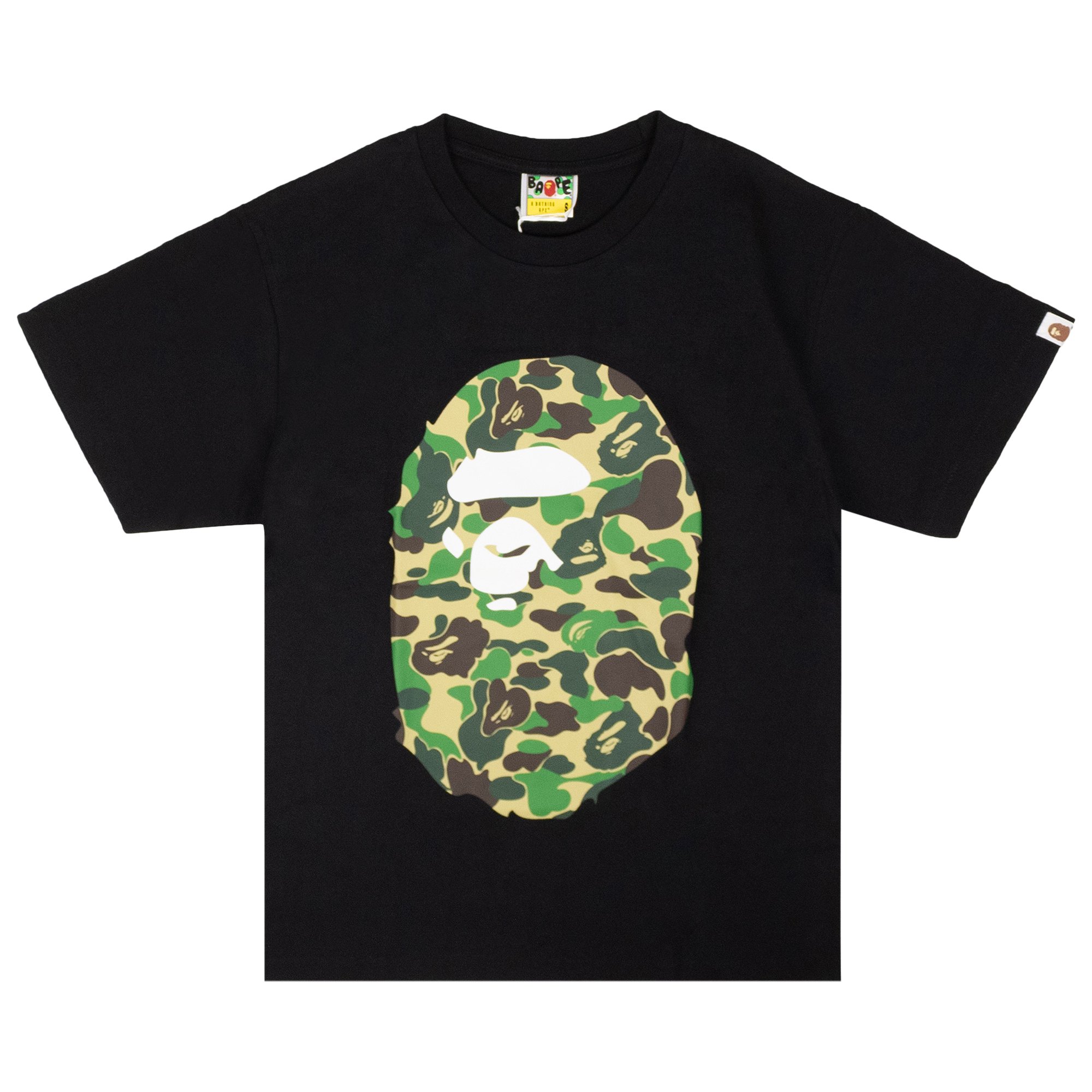 

BAPE ABC Камуфляжная футболка с головой большой обезьяны, черная, Черный, BAPE ABC Камуфляжная футболка с головой большой обезьяны, черная