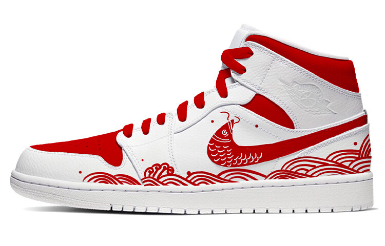 

Кроссовки Air JORDAN 1 Vintage Basketball Shoes Women's High-Top White Red
