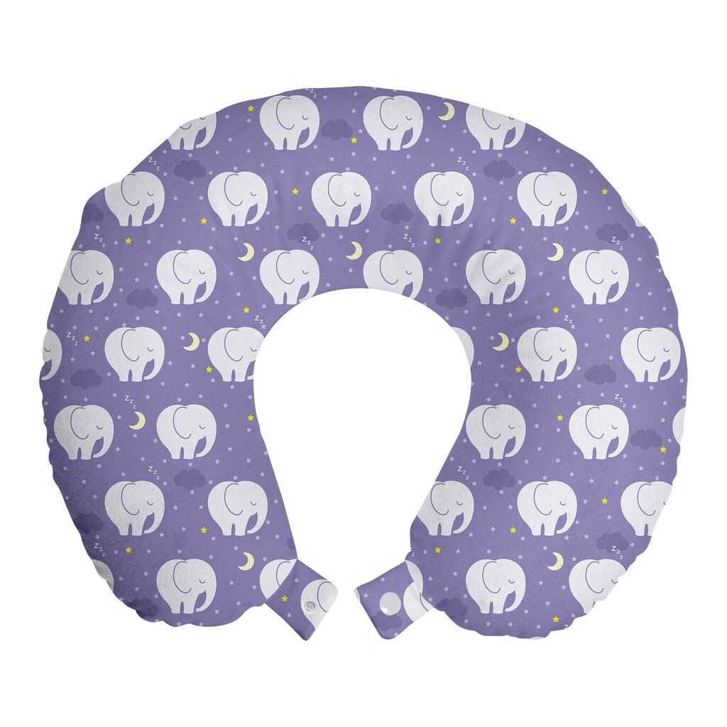 

Подушка для путешествий ABAKUHAUS Elephant Travel Pillow, Star Moon in the Night Sky, Пенопластовые дорожные принадлежности для самолета и автомобиля, 30x30 см, Потолок Синий Пастельный Фиолетовый