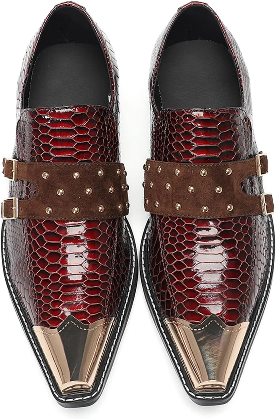 Туфли Schuhe Für Herren, Persönlichkeit, Atmungsaktive Freizeit-Modeschuhe, Business-Lederschuhe Mit Metallkappe Für Party, Freizeit, Hochzeit HGTREDPK, Rot — фото 4