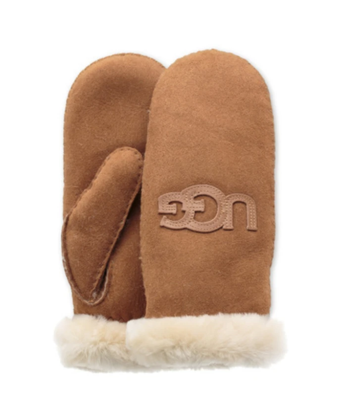 

Уютные перчатки из овчины с вышивкой Ugg, коричневый