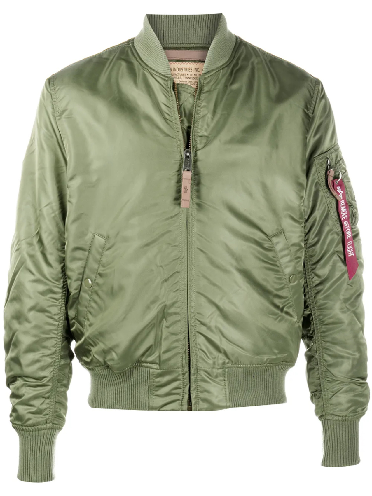 

Alpha Industries бомбер MA-1 с отделкой в рубчик, зеленый