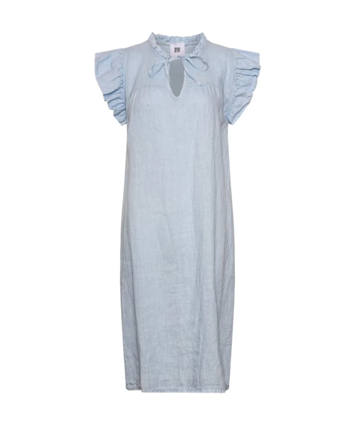 

Льняное платье с оборками, светло-голубое Tiffany, синий