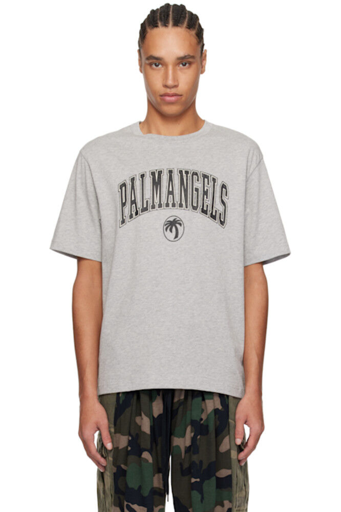 

Серая футболка с логотипом колледжа Palm Angels