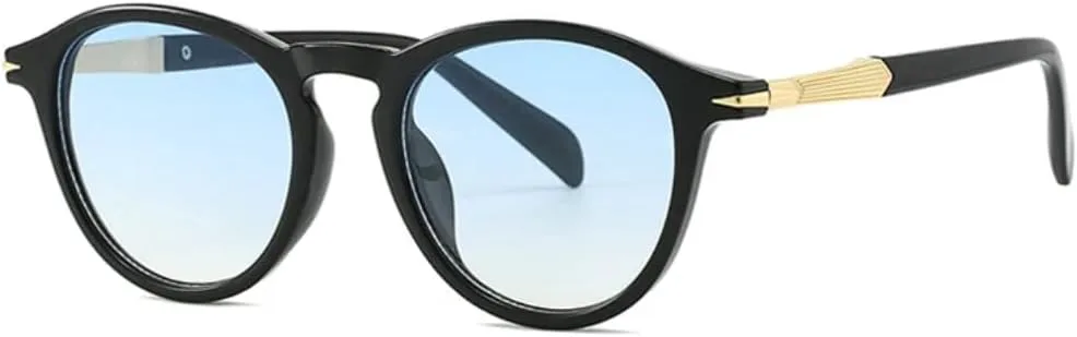 

Модные круглые женские солнцезащитные очки с градиентным покрытием UV400, винтажные мужские солнцезащитные очки в стиле панк TVTBBVV, Black Blue Gradient