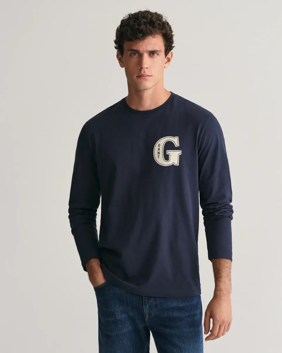 

Рубашка Gant с длинными рукавами "G GRAPHIC LS T-SHIRT", синий