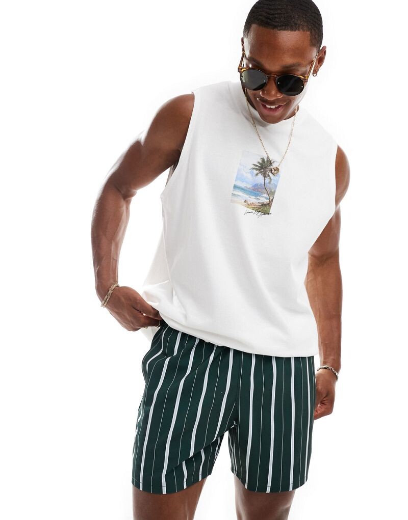 

Hollister темно-зеленые шорты для плавания в 5-дюймовую полоску