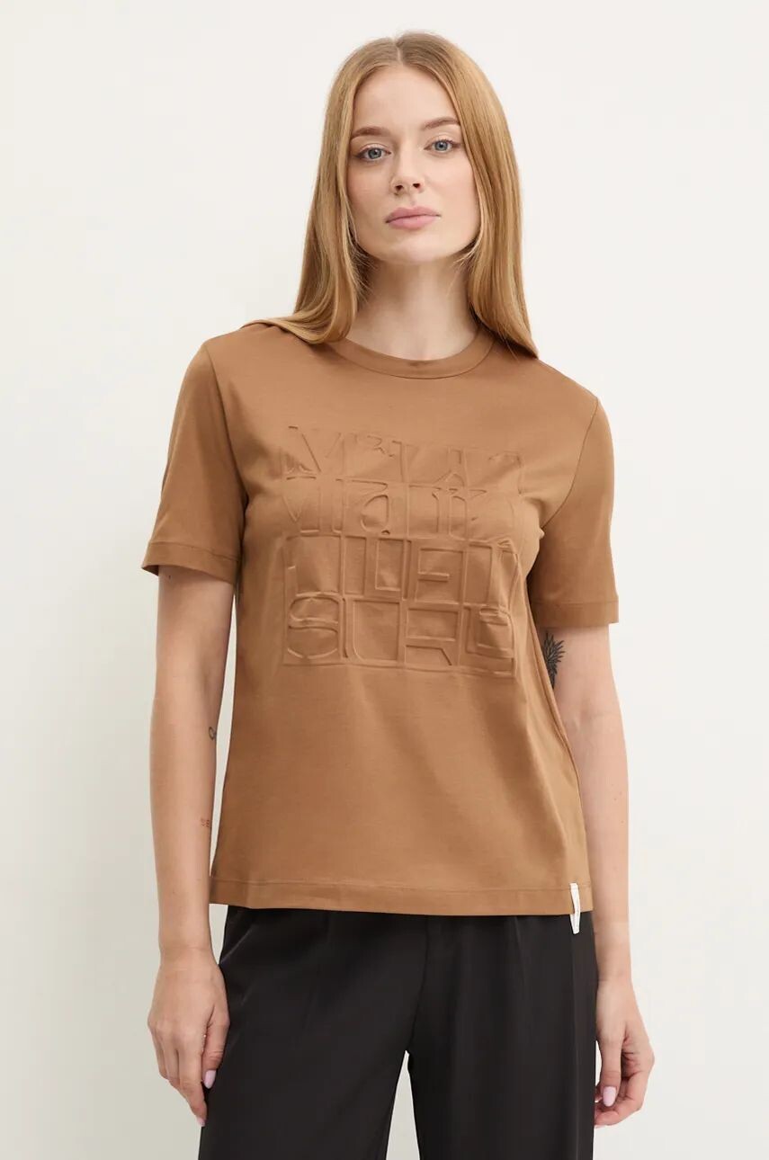 

Хлопковая футболка Max Mara Leisure, коричневый