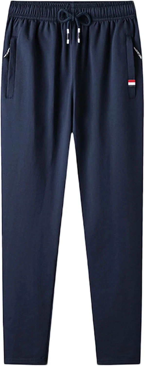 Джинсы, синие, Men's Active Athletic Workout Jogger Sweatpants with Zipper Pocket and Drawstring