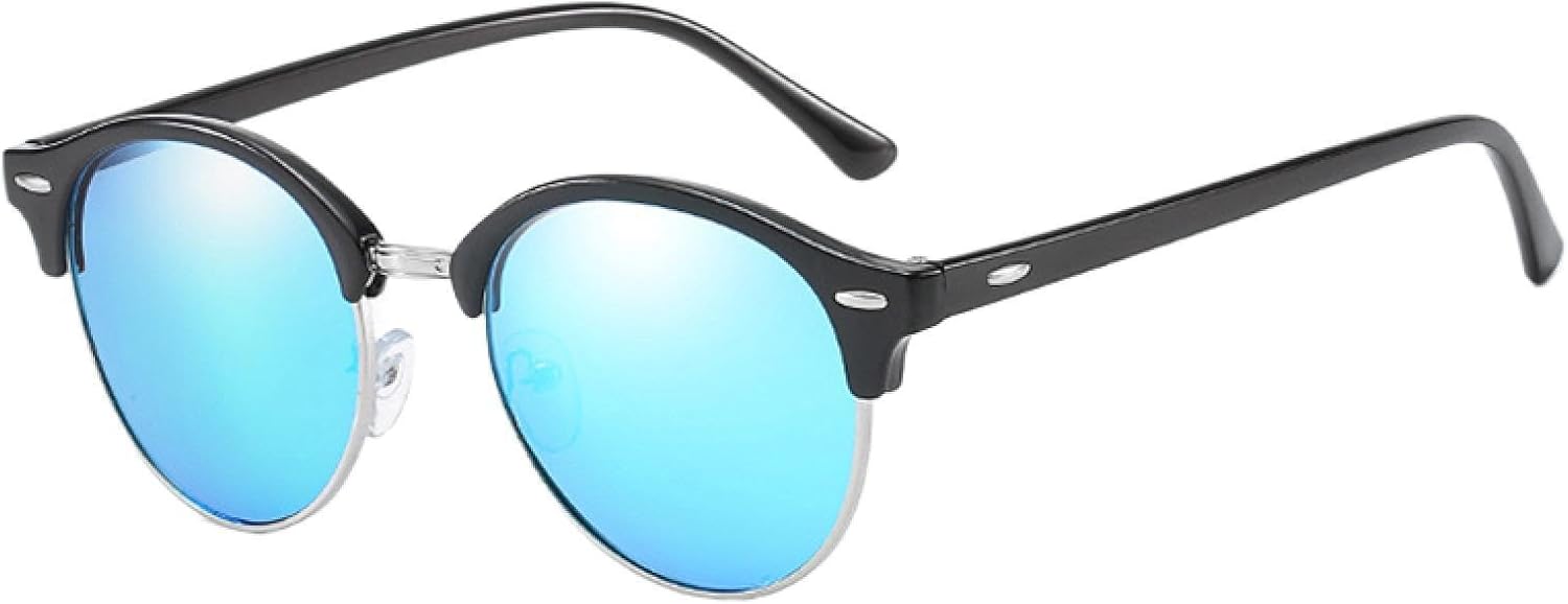 

Солнцезащитные очки с защитой от УФ-излучения UV400 | Круглая оправа, цветные линзы | Для женщин и мужчин, для занятий спортом на открытом воздухе и вождения DSVIGF, Black Silver Blue