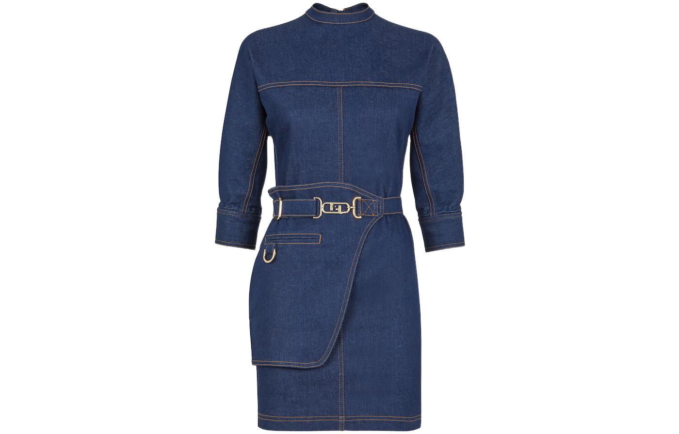 

SS22 Длинное платье с длинными рукавами Женское Синее FENDI