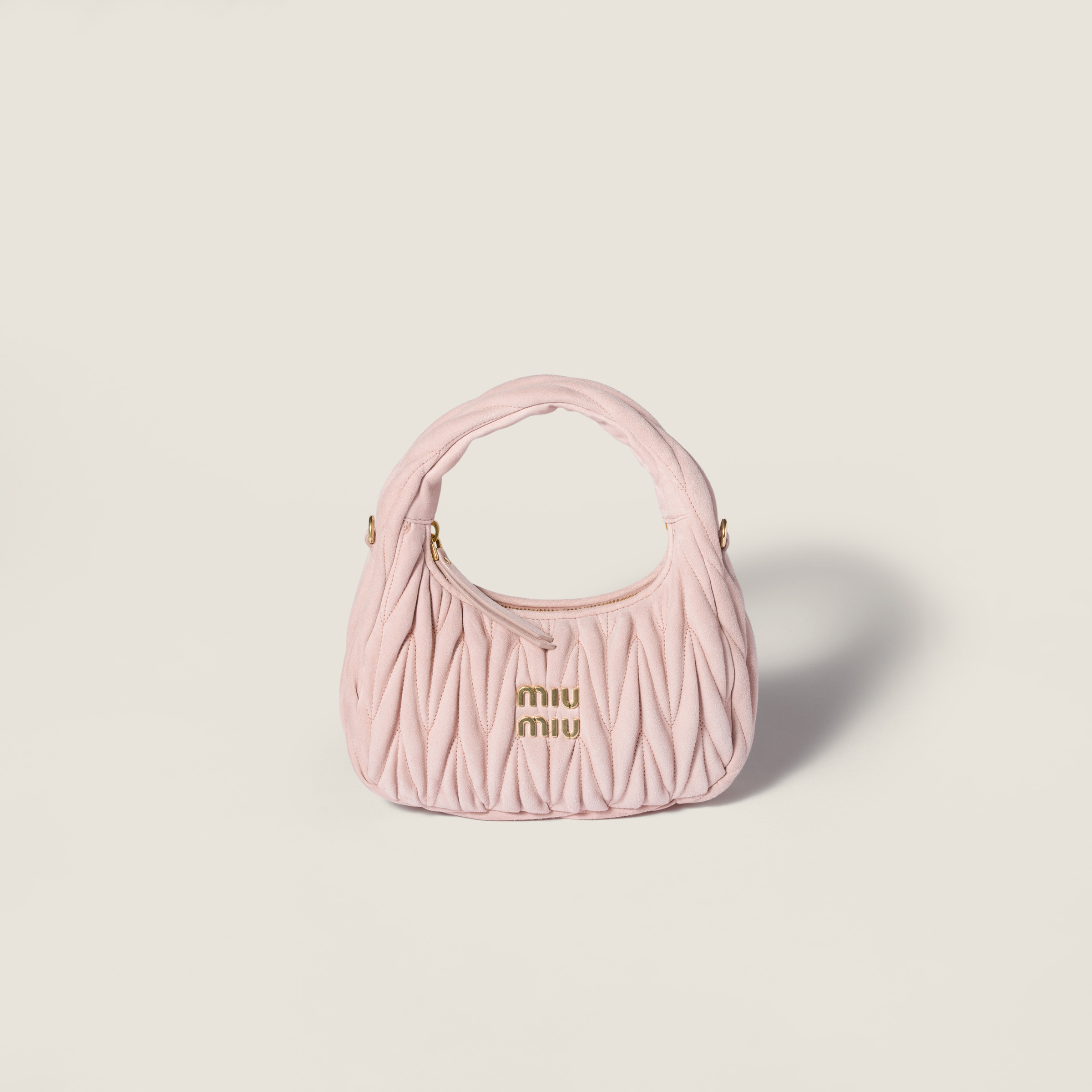 

Сумка wander из матированной замши с простеганным узором MIU MIU, персиковый