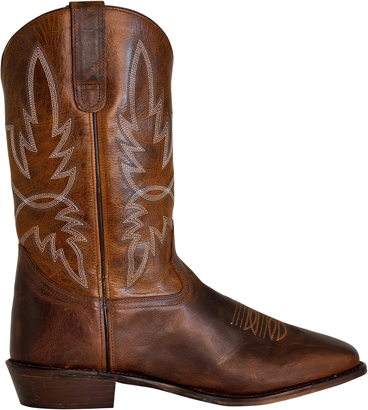 Мужские вестерн-сапоги TuffRider Old Faithful с вышивкой из кожи с широкой квадратной носовой частью, коричневый — фото 4