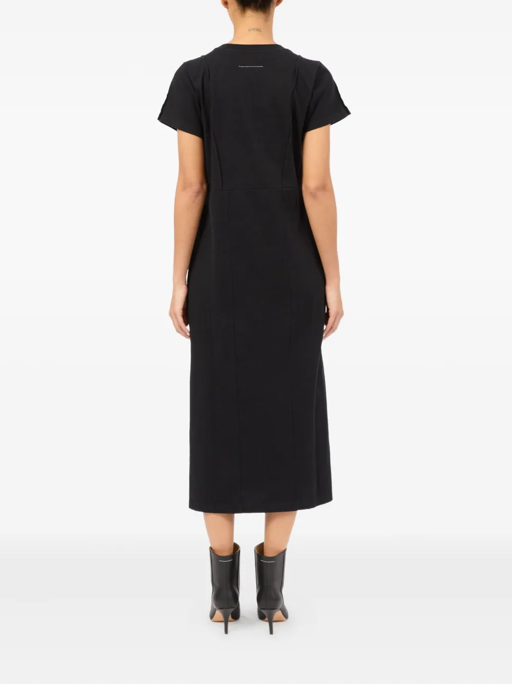 Платье миди с короткими рукавами MM6 Maison Margiela, черный — фото 4