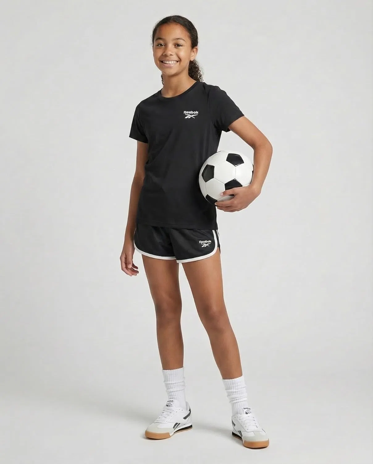 Детские футболки Reebok, набор 4 шт., цвет Solid Black, Solid Ultimate Grey, Solid Festival Bloom, Solid Bright White — фото 4