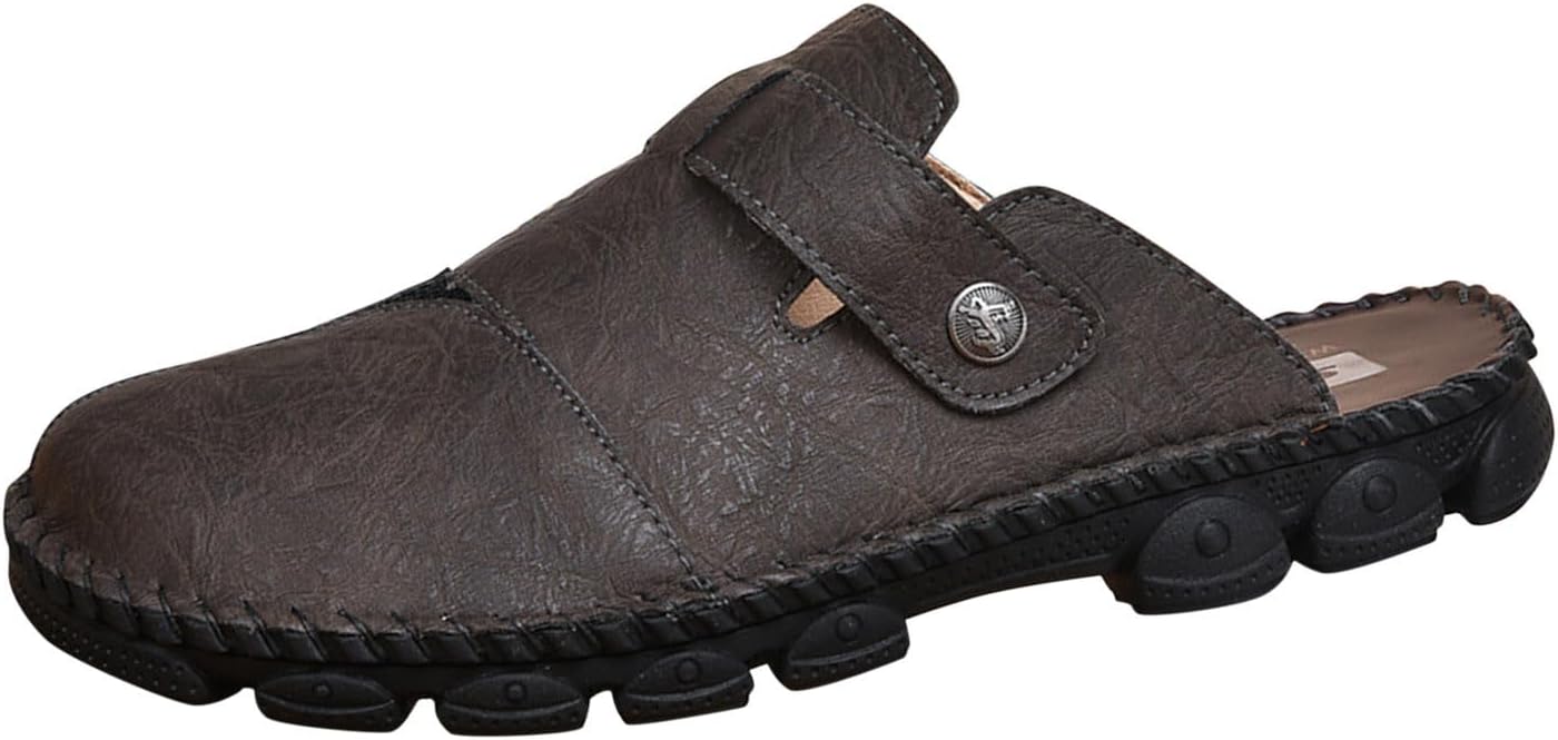 

Мужские мюли на плоской подошве, с закрытым носком, замшевые, без задника, удобная легкая нарядная обувь Generic, темно-серый