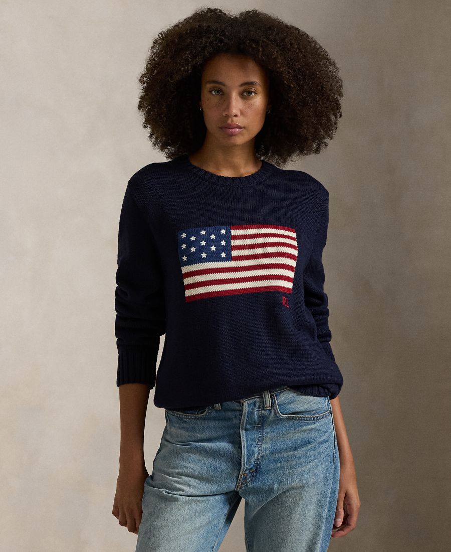 Унисекс свитер с культовым флагом Polo Ralph Lauren, Blue — фото 3
