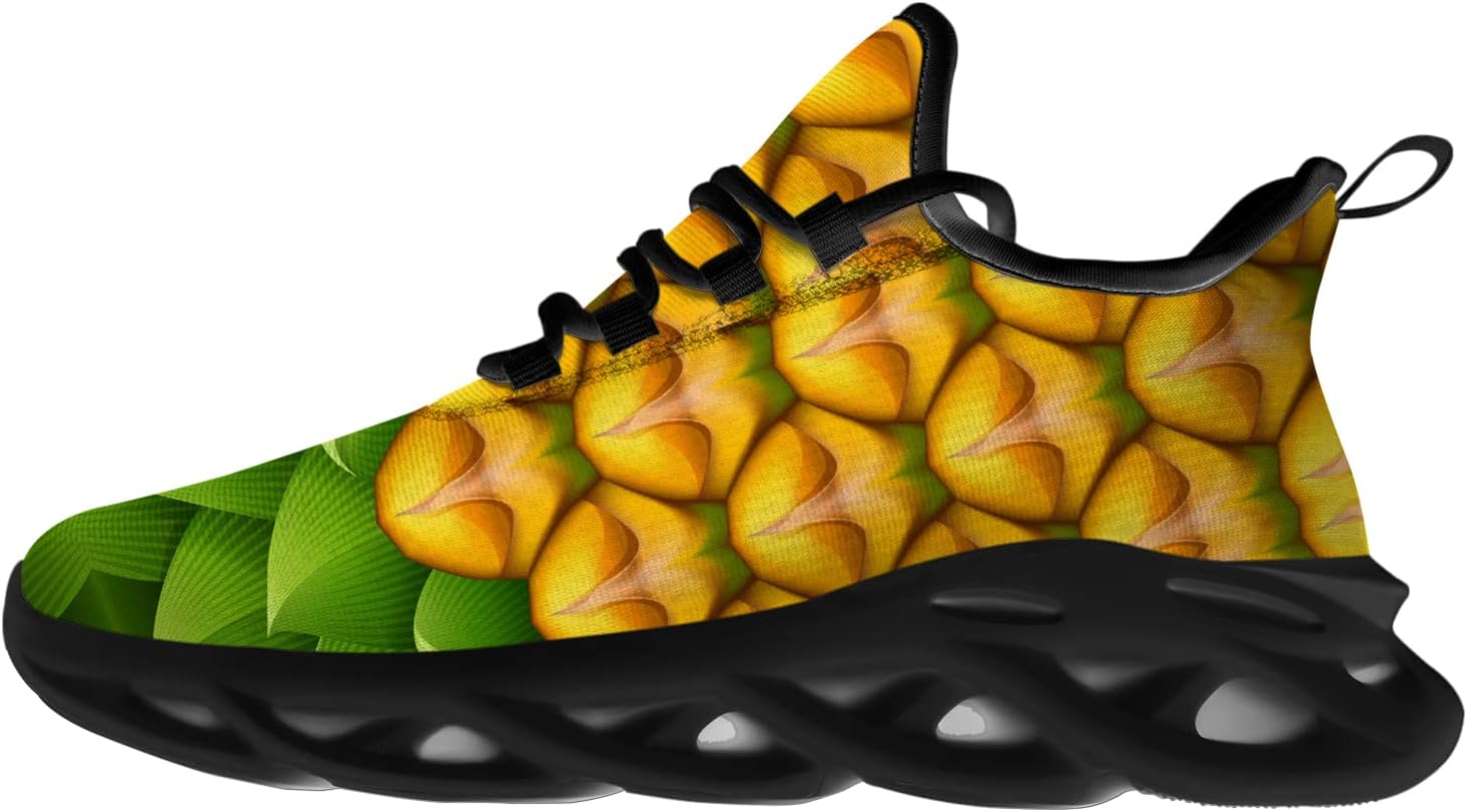 

Кроссовки Ciadoon с ананасом для женщин и мужчин, для бега по дороге, спортивной ходьбы, тенниса, легкие летние тропические кроссовки, подарок для него и для нее, желтый