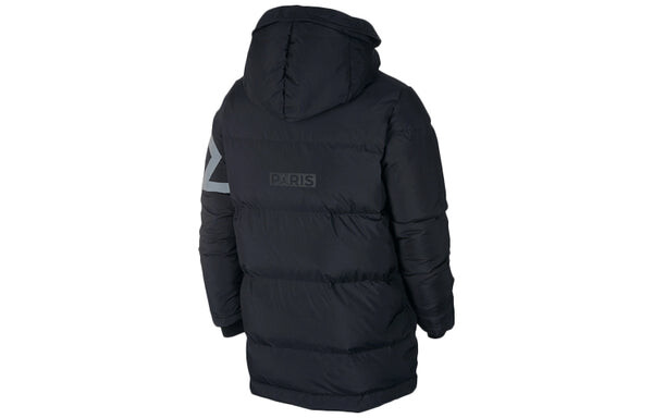 Пуховик Air Jordan PSG Mens Down Parka Soccer/Football Sports hooded down Jacket Black, черный — фото 2