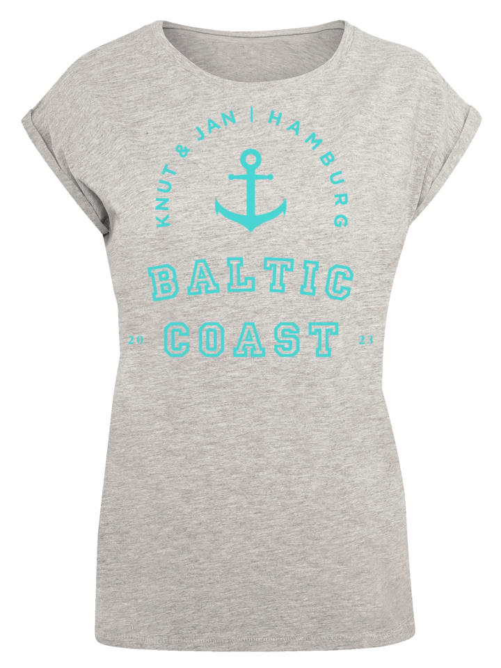 

Футболка с удлиненными плечами PLUS SIZE Baltic Coast в пестром сером цвете F4NT4STIC