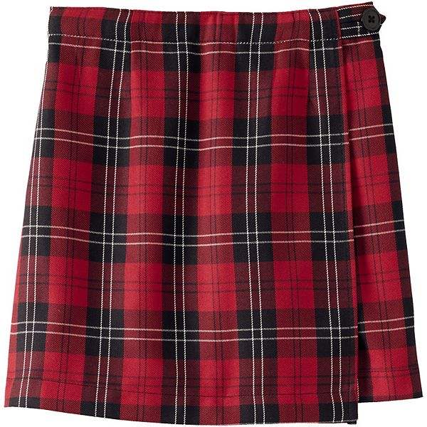 Детская плиссированная юбка-шорты A-line Lands' End, Red Black Plaid — фото 2