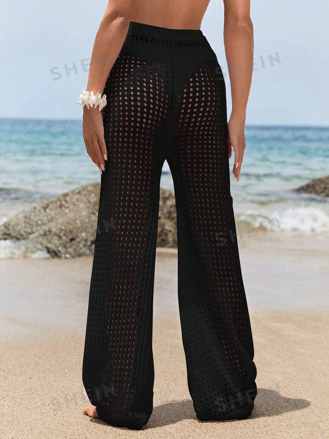 

Топ и брюки Shein Swim BohoFeel женский, черный
