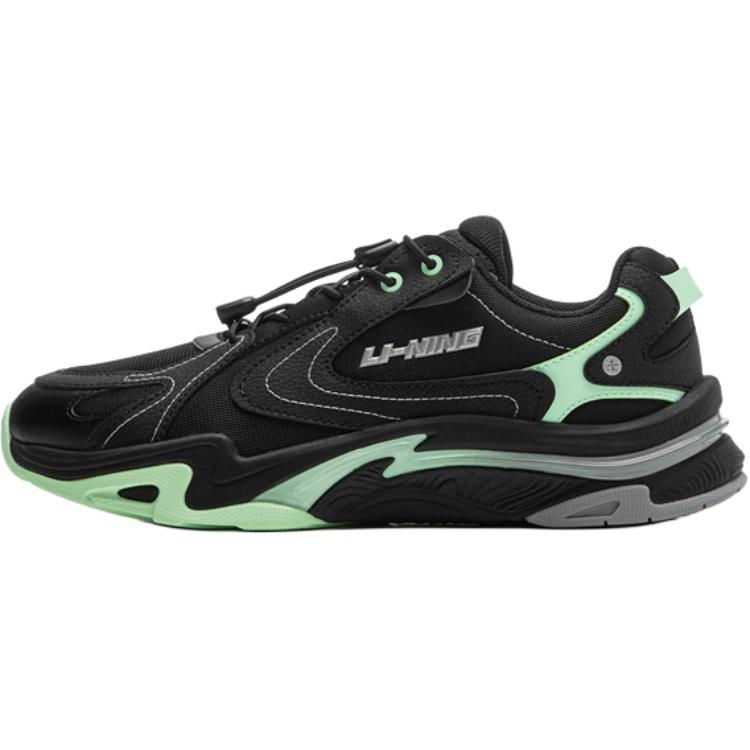 

Дышащие противоскользящие низкие повседневные кроссовки для подростков LINING YOUNG, черный/аквамарин/зеленый