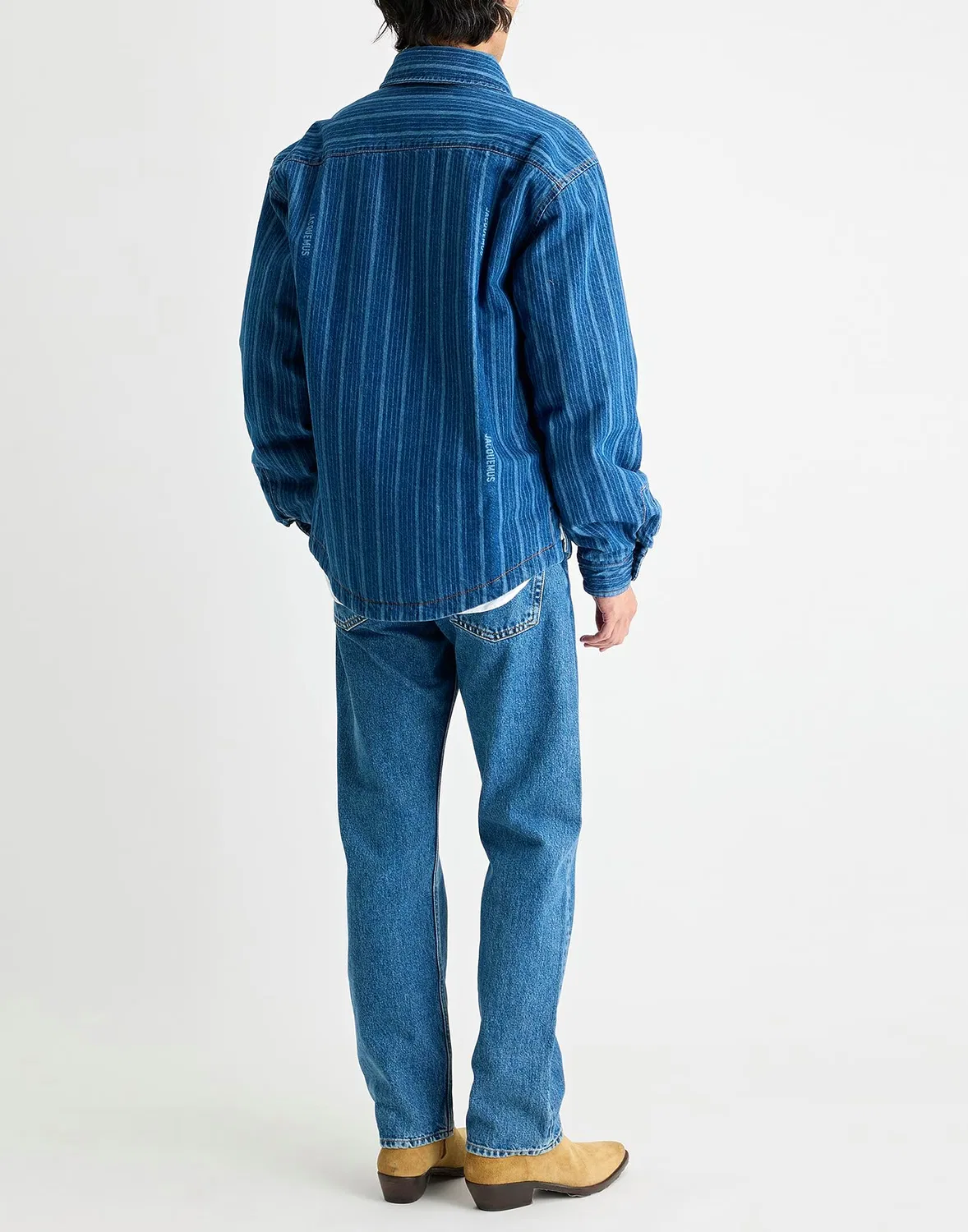 Джинсовая куртка в полоску Jacquemus синяя — фото 3