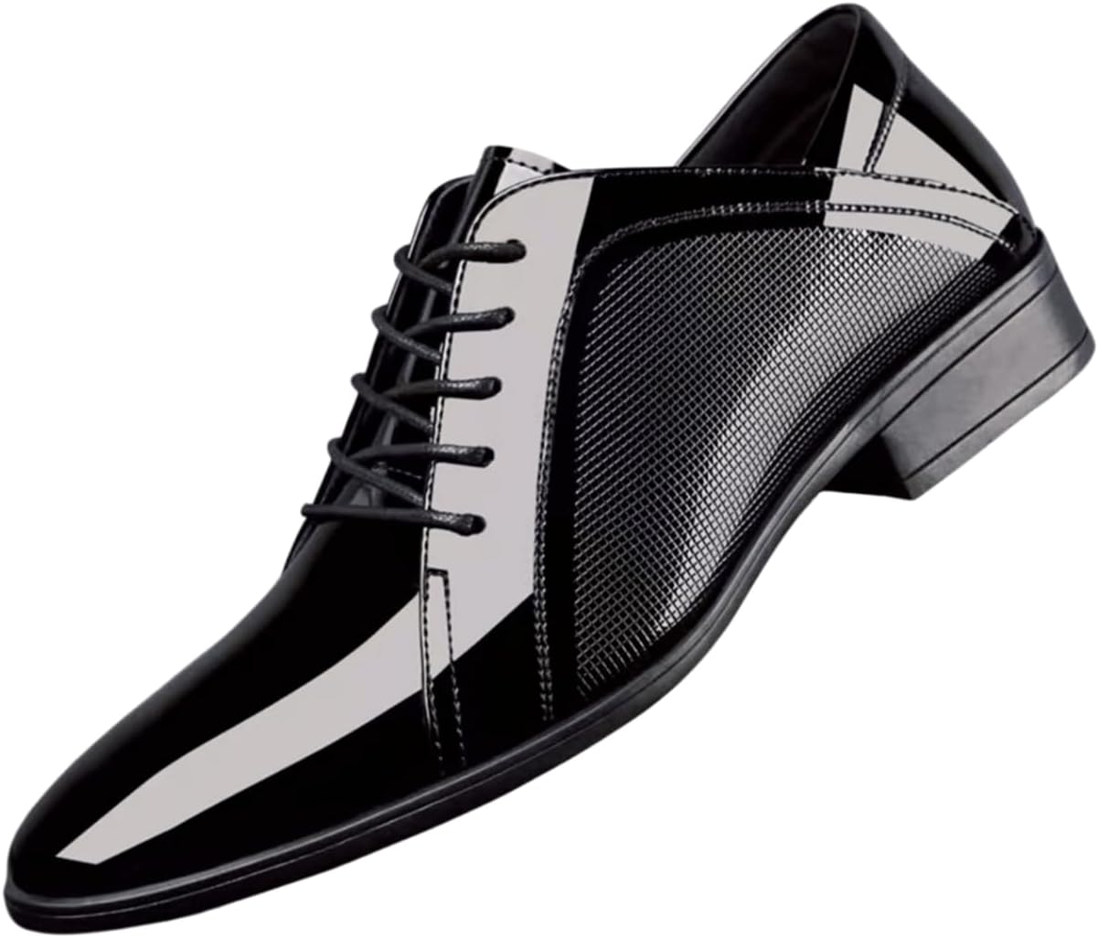 

Мужские лаковые оксфорды Santimon с шнуровкой, блестящие туфли для смокинга для свадьбы и выпускного, черный