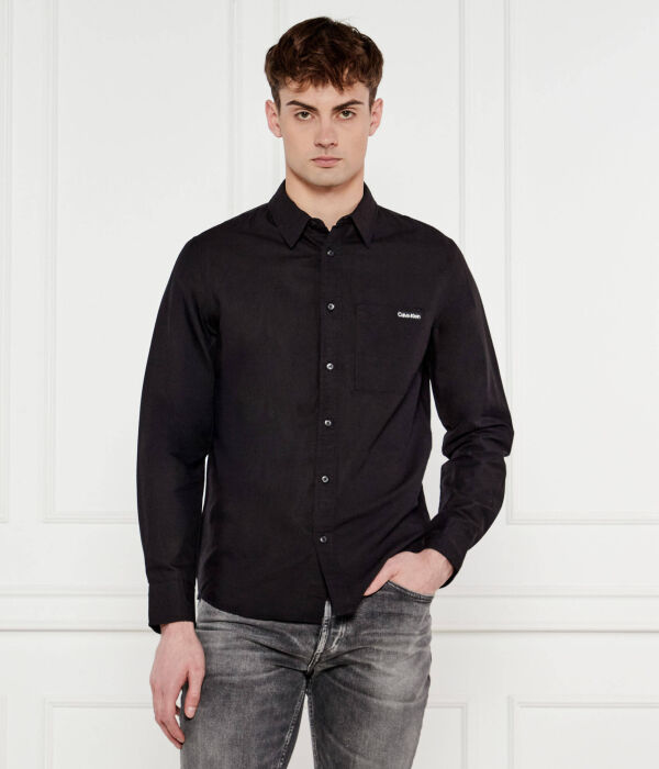 

Льняная рубашка Regular fit Calvin Klein Jeans, черный