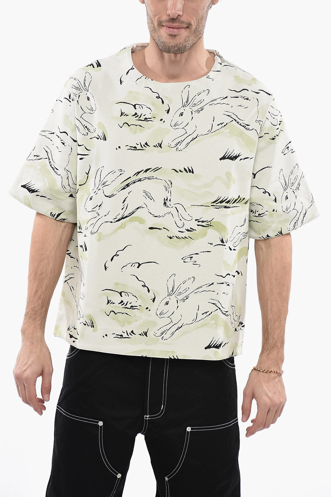 

Футболка Jil Sander Jacquard Jersey RABBIT с молнией на плече, зеленый