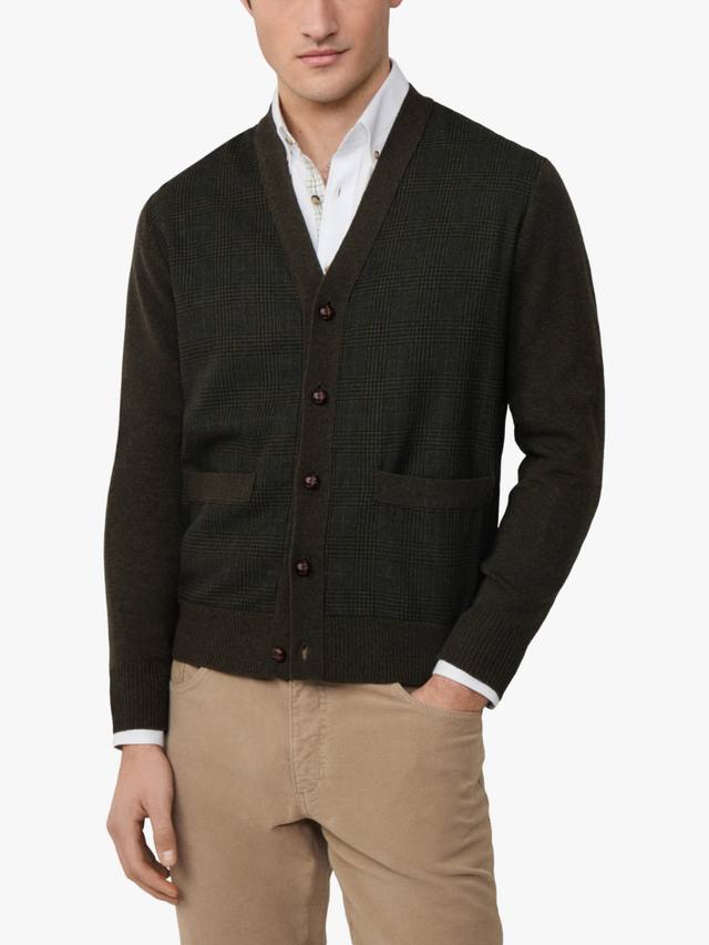 

Кардиган из мериносовой шерсти с V-образным вырезом Hackett London, Hunter Green