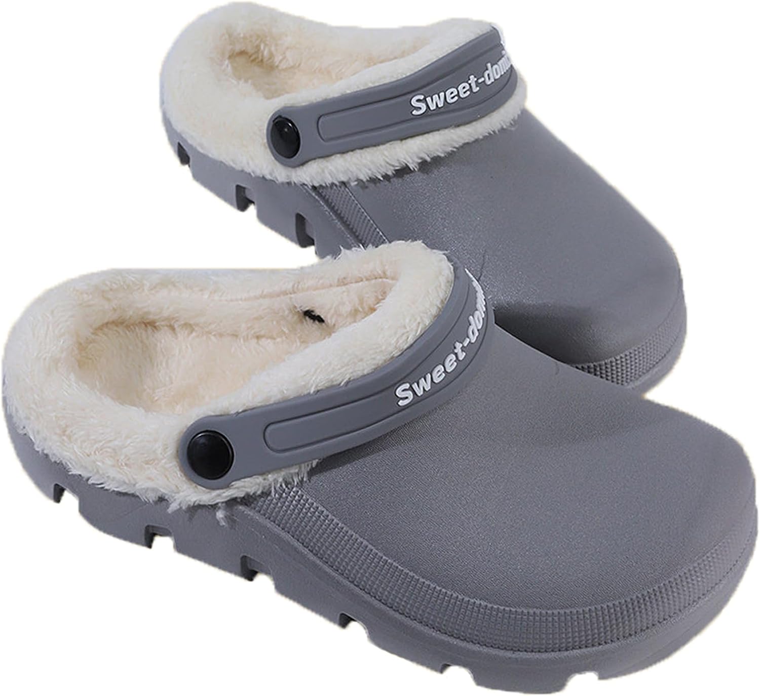 

Садовые сабо Fdskwky с мехом для дома: теплые меховые тапочки для женщин и мужчин на зиму, унисекс, нескользящие, для дома и улицы, серый