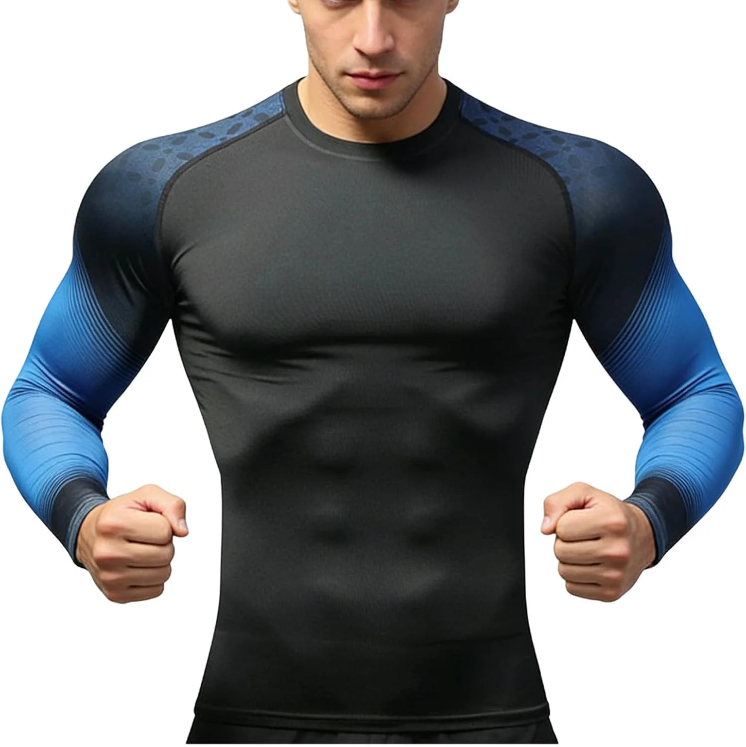 Мужская спортивная рубашка с длинным рукавом Slim Fit, градиентный цвет — фото 4