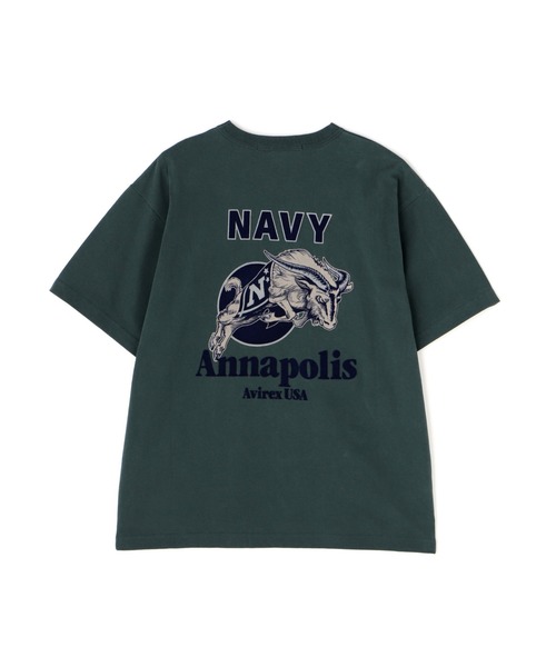 

Футболка с коротким рукавом, хлопок, принт AVIREX, темно-зеленый